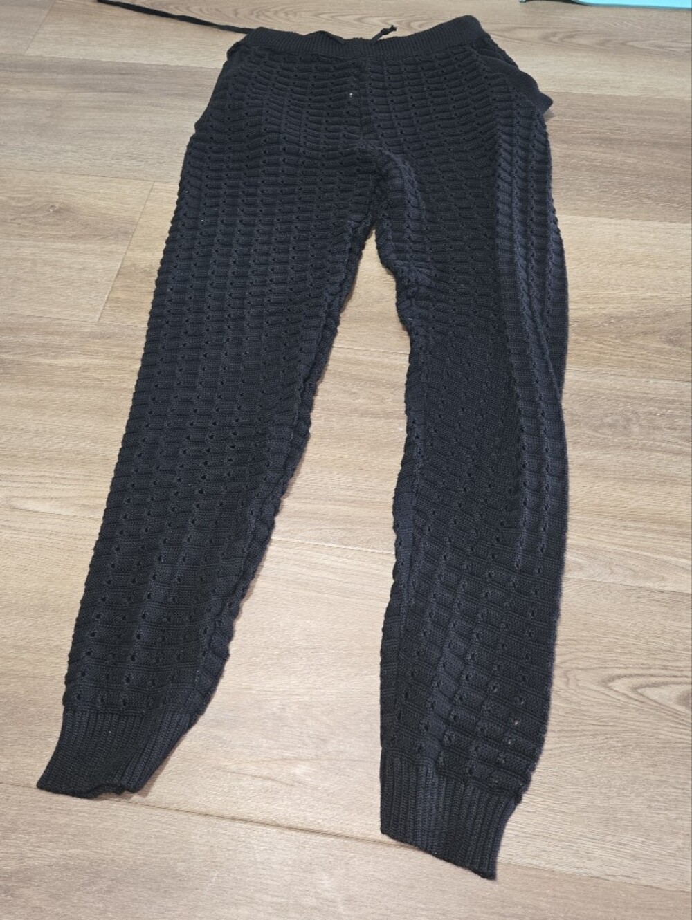 Coofandy Womens Black Knit Edgy Gothic Jogger Pants Size XXXL